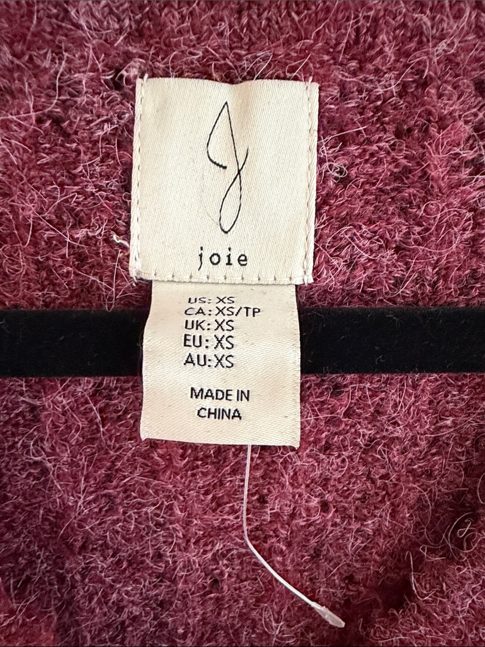 Joie Raspberry Button-Front V-Neck Ribbed Cardigan size XS - Picture 4 of 12